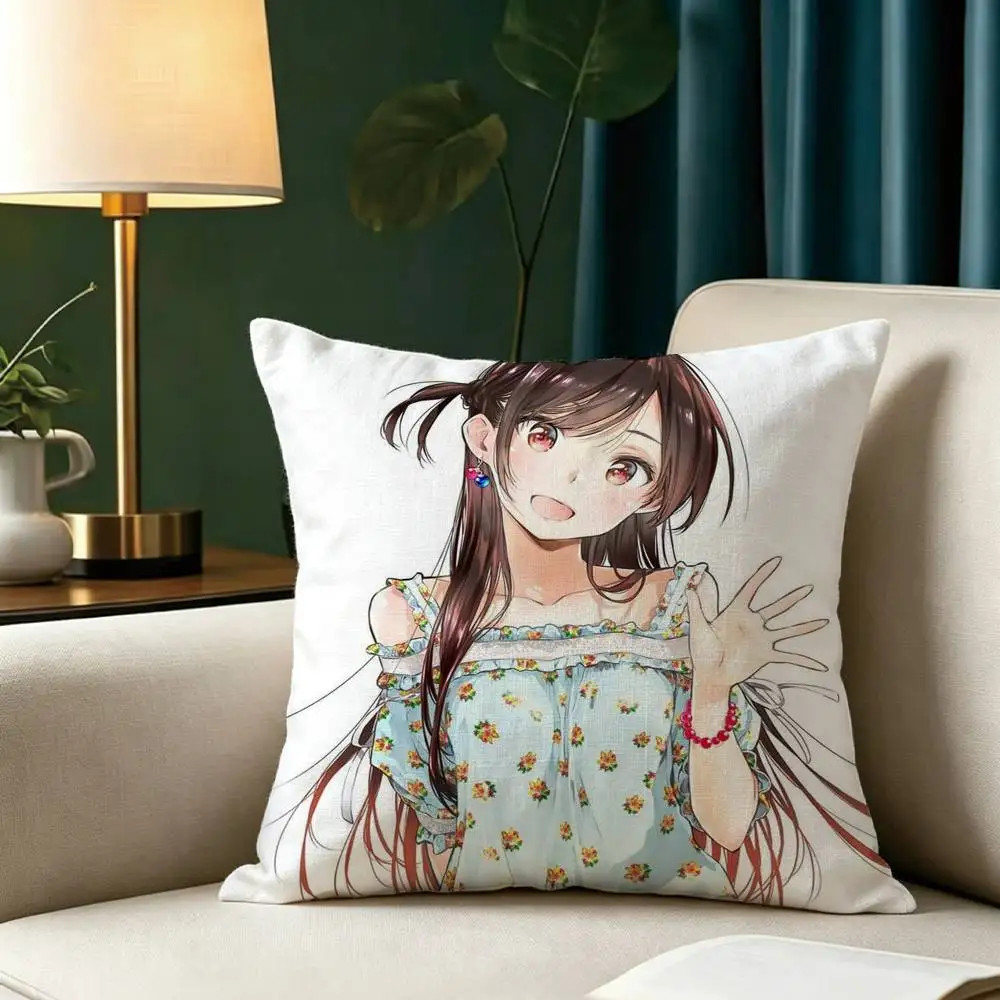 Rent Girlfriend Anime C-Chizuru Mizuhara Square Double-Sided printed Pillow Case Bedroom Bedside Pillow Sofa Cushion Cover 3