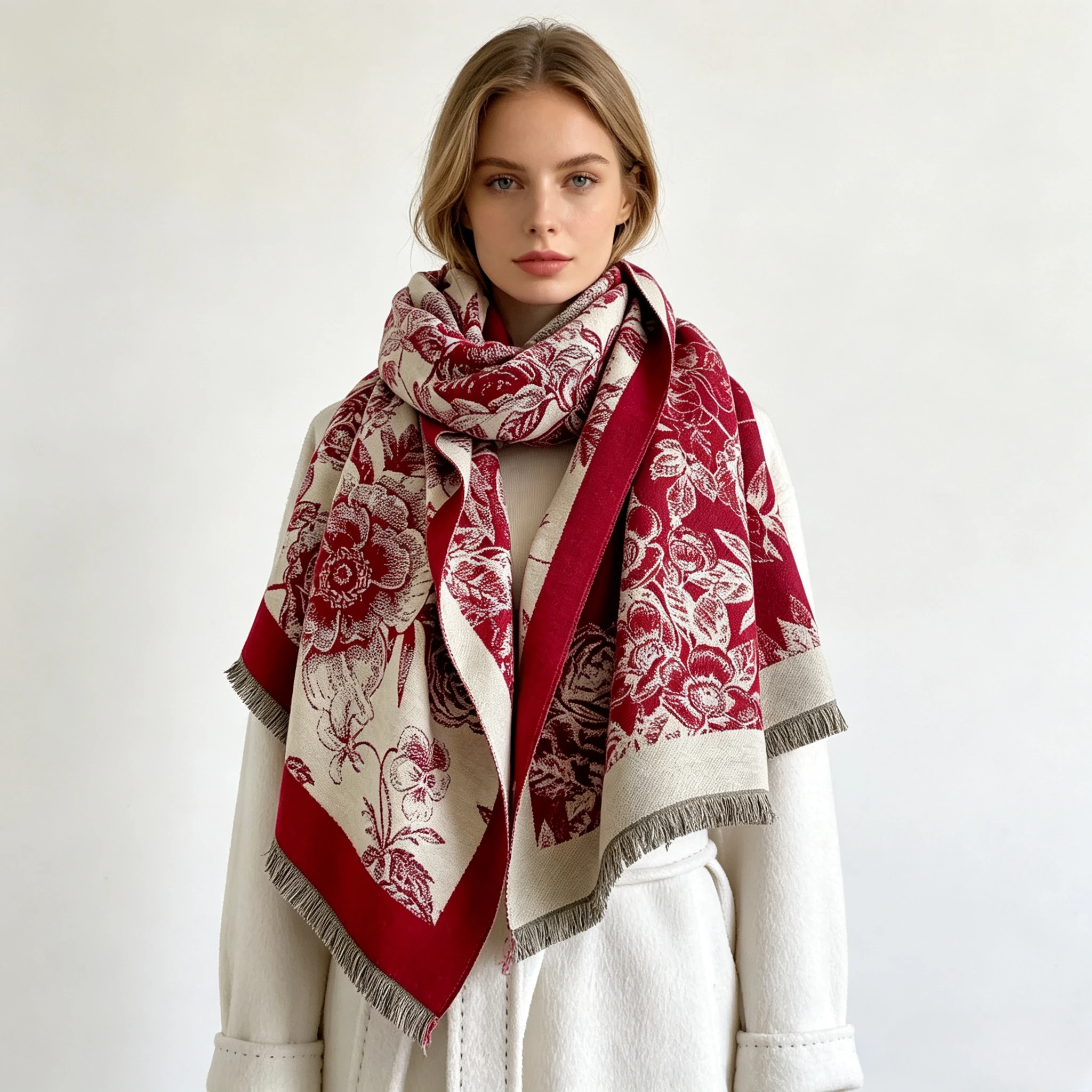 Cashmere Pashmina Wrap - Imitation Cashmere Scarf Women Fringed Thick