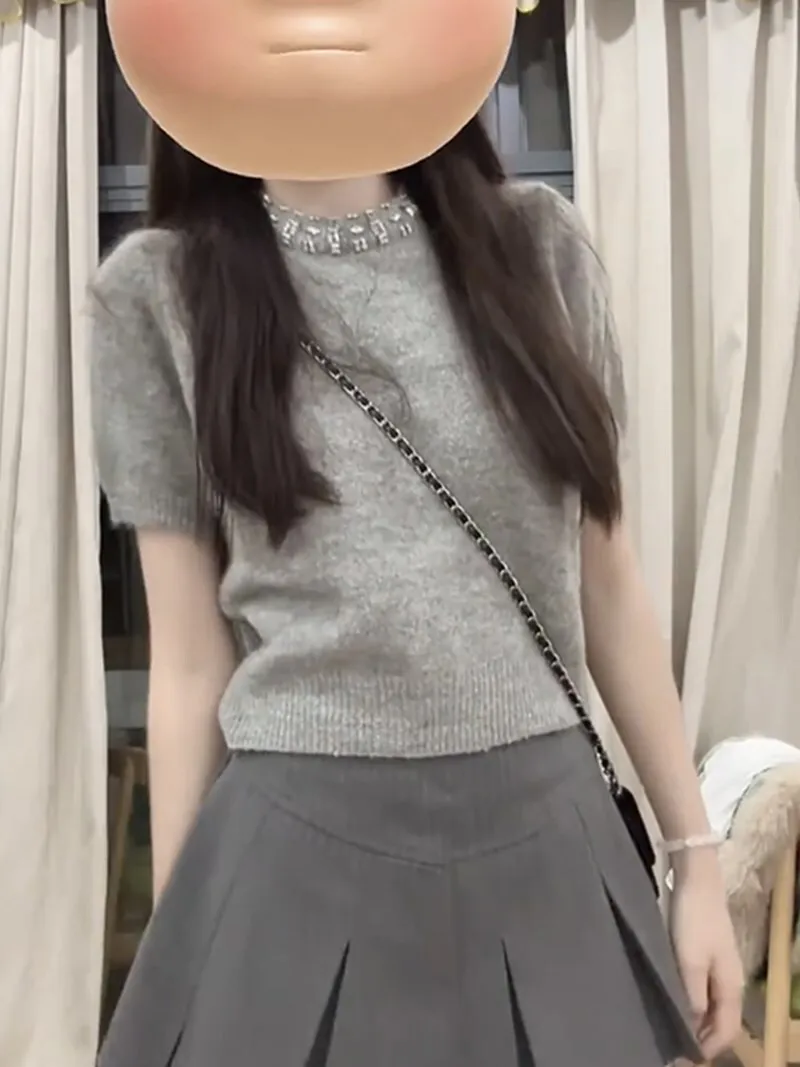 

Женский летний вязаный свитер Ele ey ort Sve с рукавами-фонариками, удобный свободный крой, базовый цвет