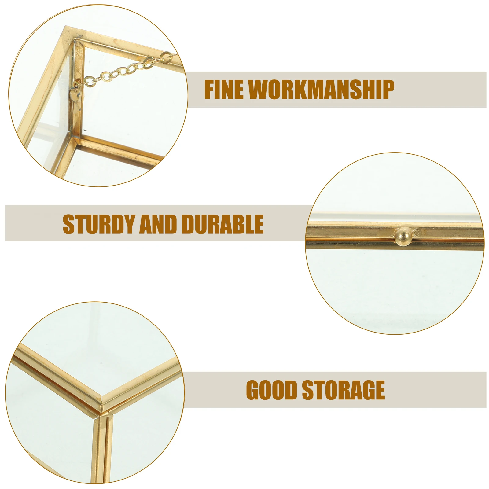 

Jewelry Storage Box Glass Holders Organizer Souvenir with Lid Alloy Lidded Case Clear