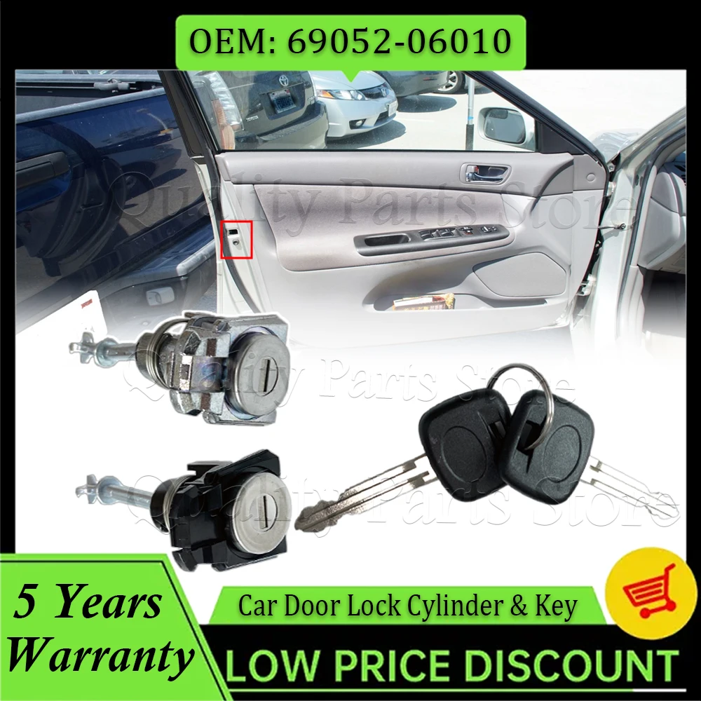 

For Toyota Camry 2002 2003 2004 2005 2006 Car Door Lock Barrel Cylinder with 2 Keys Front Left / Right 69052-06010 69051-06010