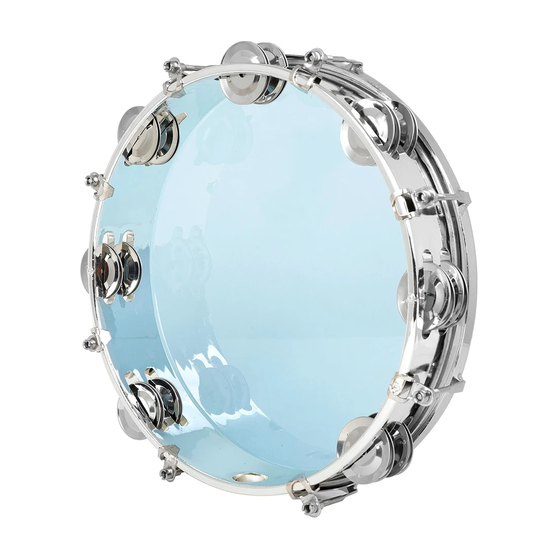 IRIN 10-inch Double Row Blue Handbell Self Tuning Transparent Tambourine Orff Percussion Instrument   Party/Celebration Play