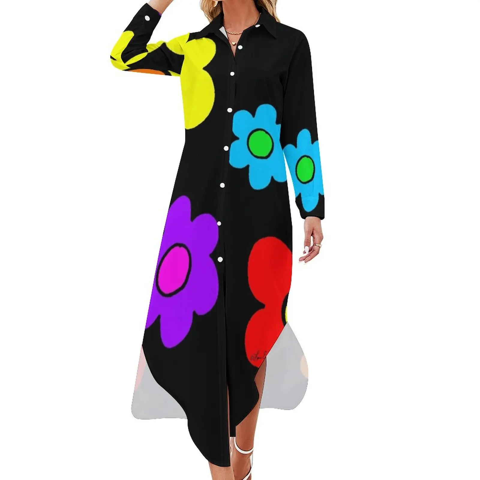 

Pop Flowers Long Sleeved Shirt Dress fairy dress women's clothing summer 2024 novelties Evening dresses