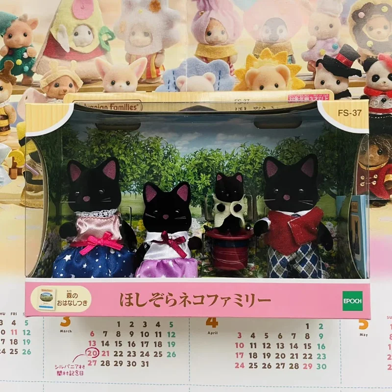 

Подлинные аниме-фигурки Sylvanian Families, милые японские модели Kawaii, черный кот, семейный звездное небо, кошка для девочек, игрушки на день рождения, подарки