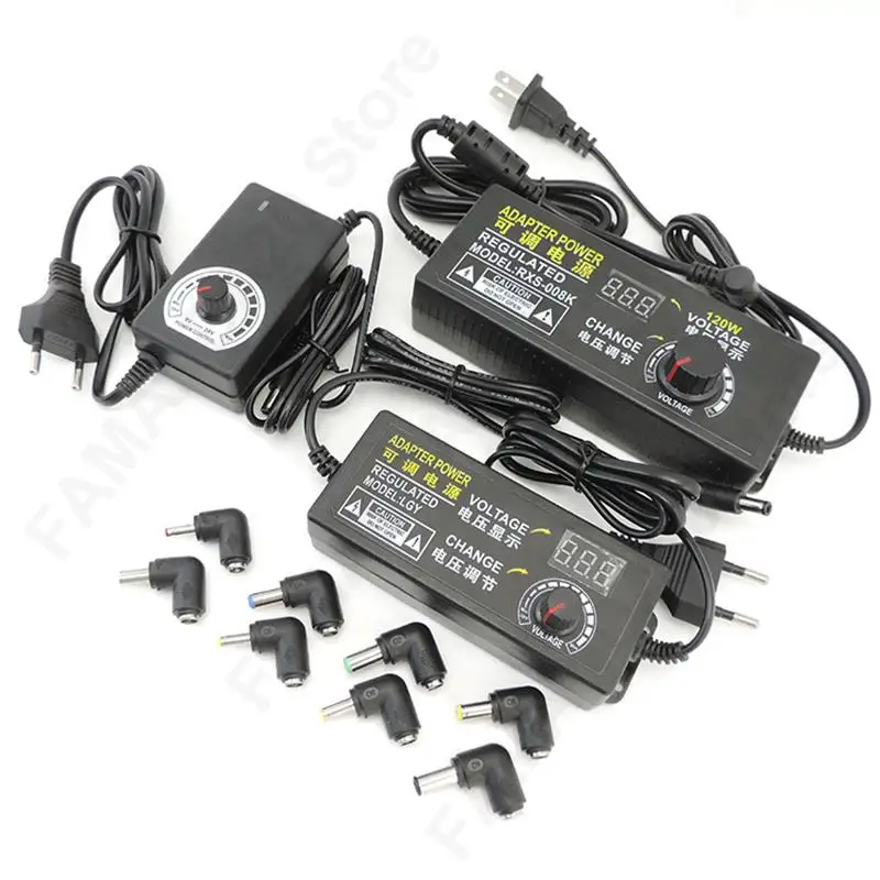 Universal 220V To 12 V dc Adapter Adjustable Power Supply 3V 5V 6V 9V 12V 15V 18V 24V 3A 5A volt 24W 72W 60W 8 DC connector M20