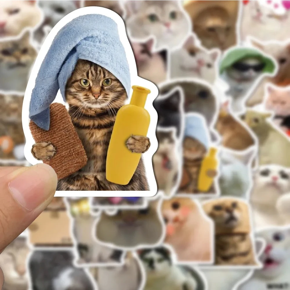 

10/30/50pcs Cute Animal Cat Meme Stickers Funny Expression Sticker Waterproof DIY Water Bottle Suitcase Phone Decals Decoration