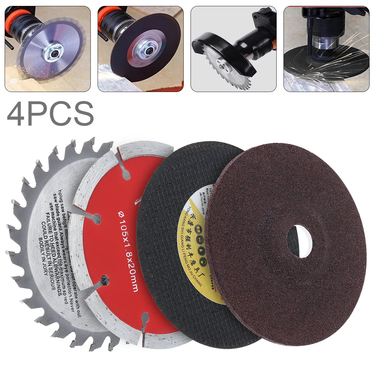 

4pcs/set Angle Grinder Cutting Suit with Metal Cutting Blade for Cutting / Grinding / Polishing Angle Grinder Polishing Suit