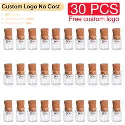 30pcs New Arrival Messenger Bottle Usb 2.0 Memory Stick Glass Drift Bottle Usb Flash Drives Wooden Cork Pendrive 16GB 32GB 64GB