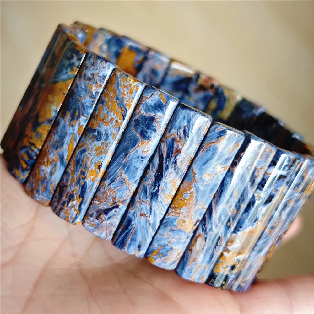 

Natural Blue Pietersite Chatoyant Bracelet Big Size Bangle 40x8mm Jewelry Rectangle Healing Cat Eye Namibia Women Men AAAAAA