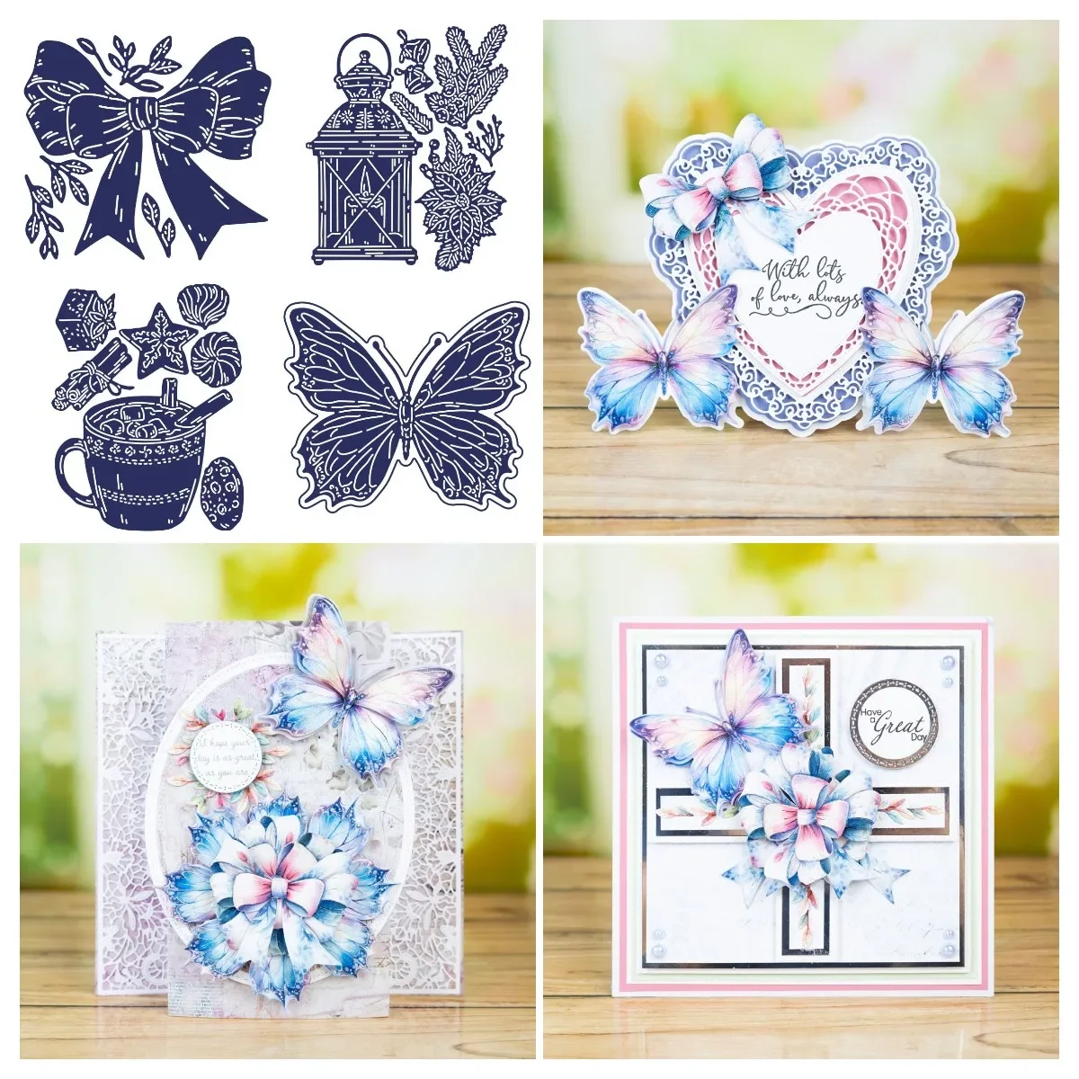 

Scrapbooking Diary Cards New Tattered Lace Festive Lantern Chocolate Butterflies Botanical Bow Die Set DIY Handmade Cutting Dies