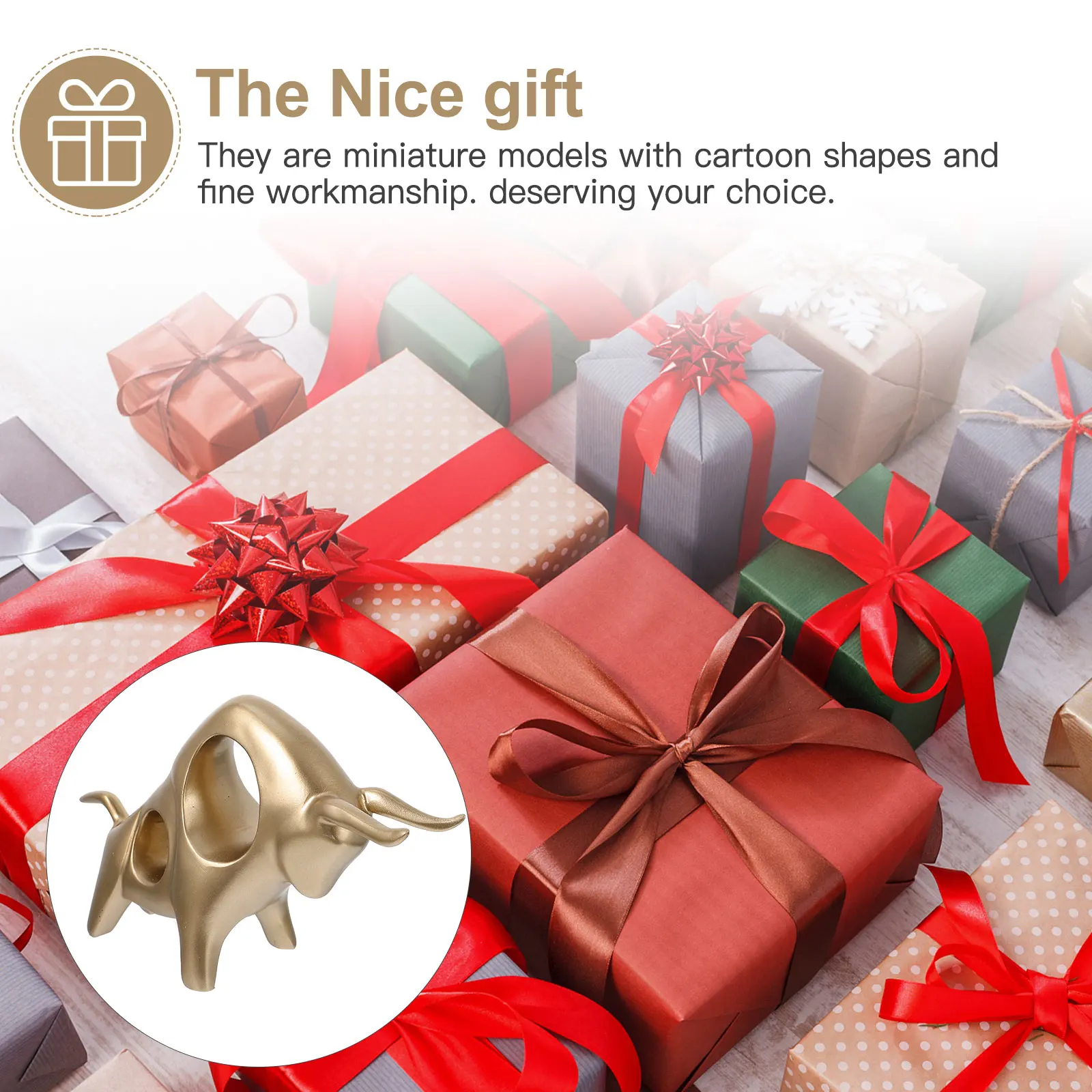 

1Pcs Resin Mini Bull Ornament Craft Animal Decor Office Home Car Desktop Adornment Cattle Ornament Animal Decor