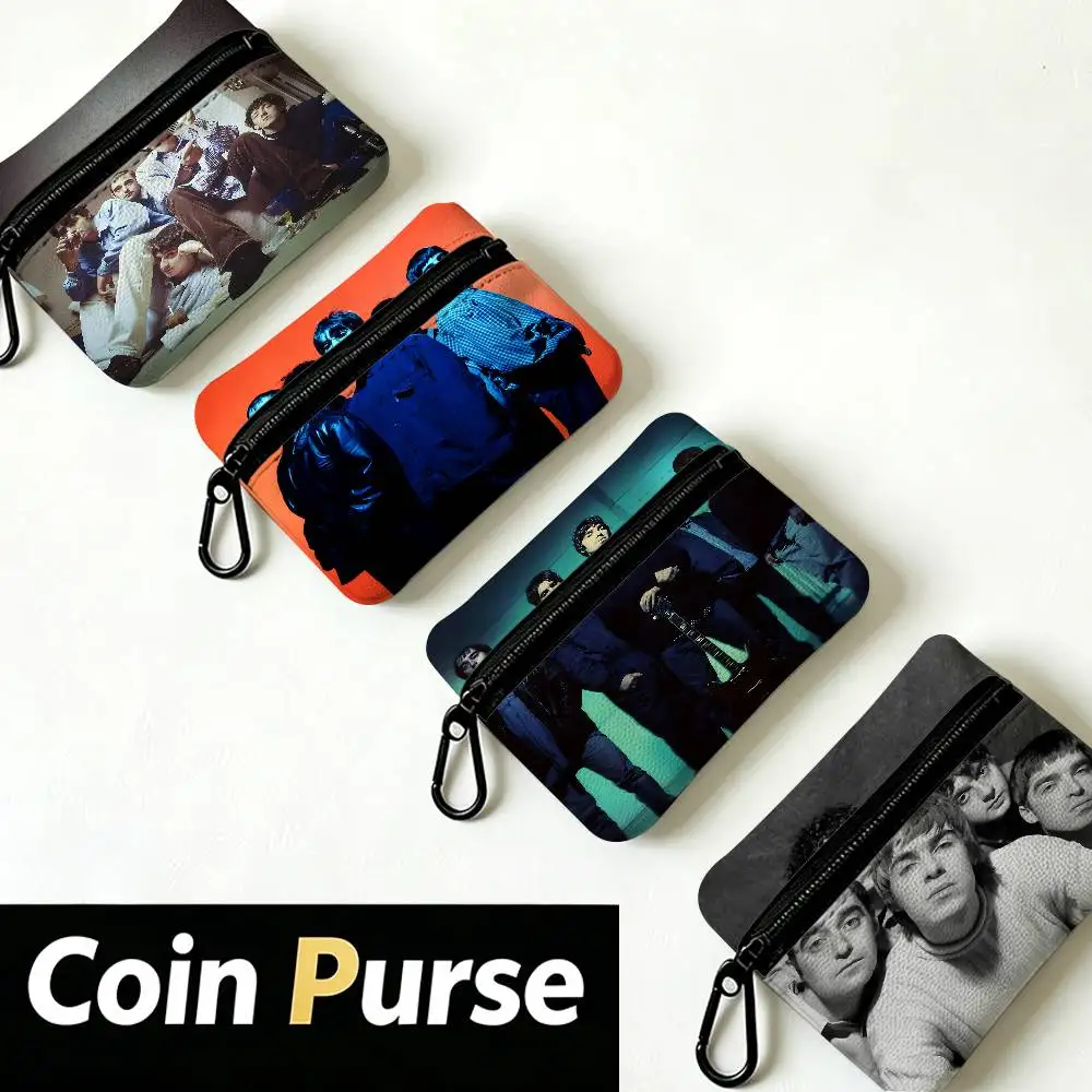 O-Oasis Band Album Logo Oxford Coin Wallet Detachable Carabiner Hook Compact Storage Bag For Outdoor Shopping Accessory