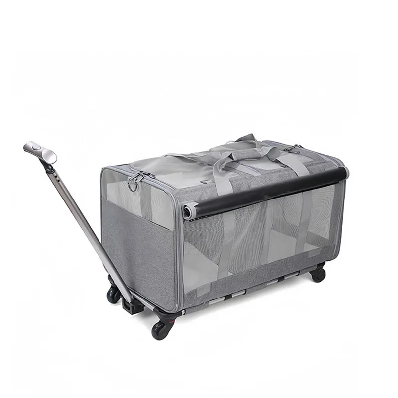 Multifunctional Foldable Lightweight Pet Stroller Trolley Dual-use Handheld Pull-along Cat Travel Box Large Capacity Custom Pet