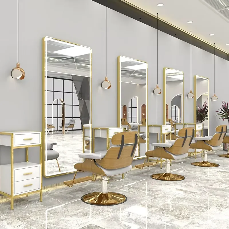 For Hair Wall Mounted Barber Mirror Single Sided Lighted Makeup Vanity Table Style Professional