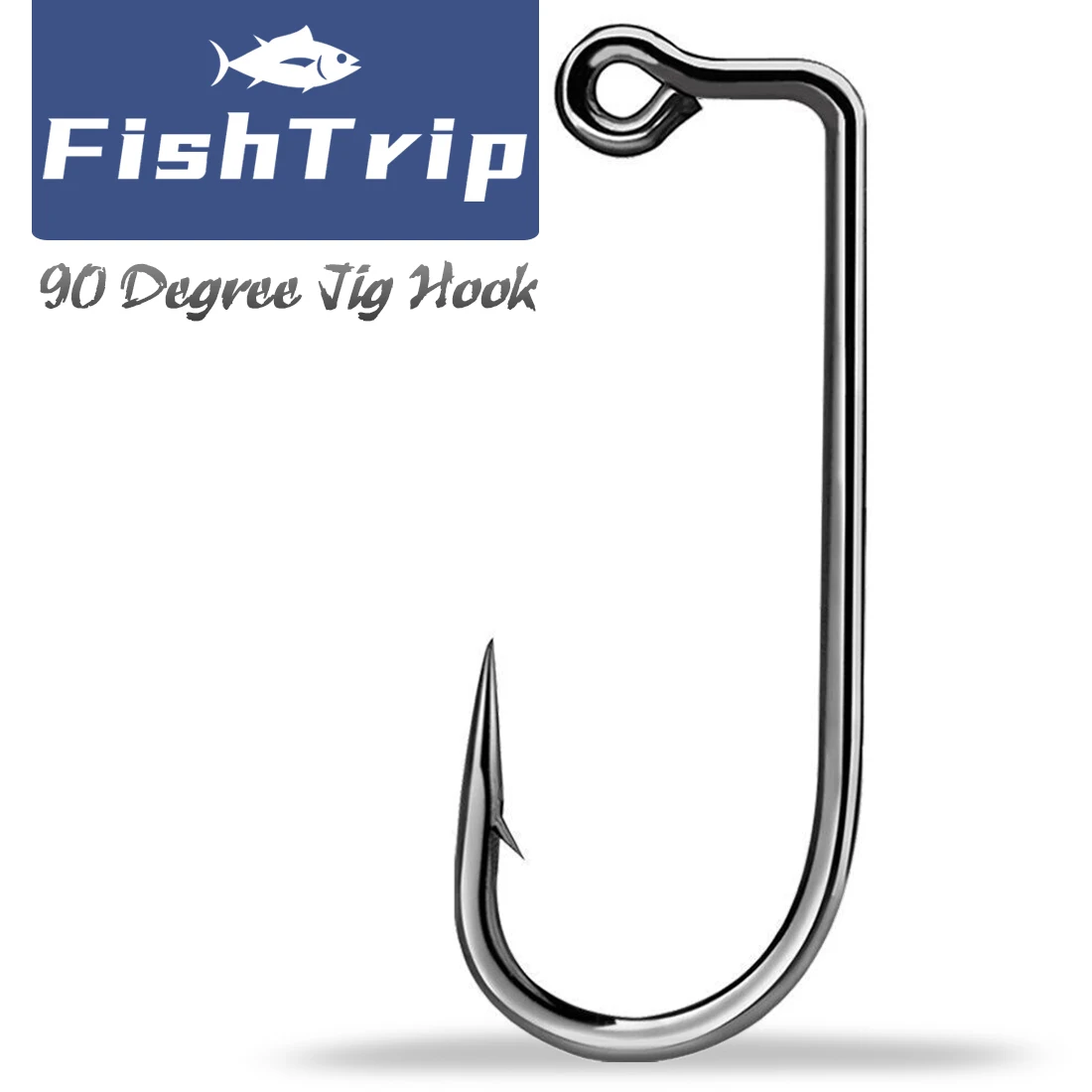 FishTrip 90 Degree Jig Hook Worm Hook Soft Plastic Hook 2X Strong Aberdeen for Jighead Mold DIY Make Accessories