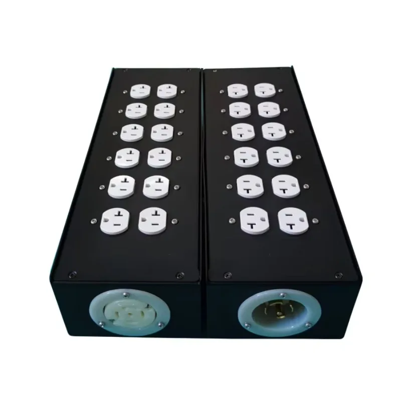 6 way portable metal power distribution block with L21-30 twistlock input Rack Mount Power Distro Boxes