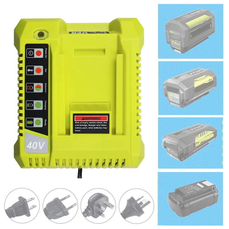 OP401 Lithium-Ion Battery Charger for Ryobi 40V Li-ion Battery OP4050A OP4015 OP4026 OP4030 OP4040 OP4050 OP400A OP403A ZROP401