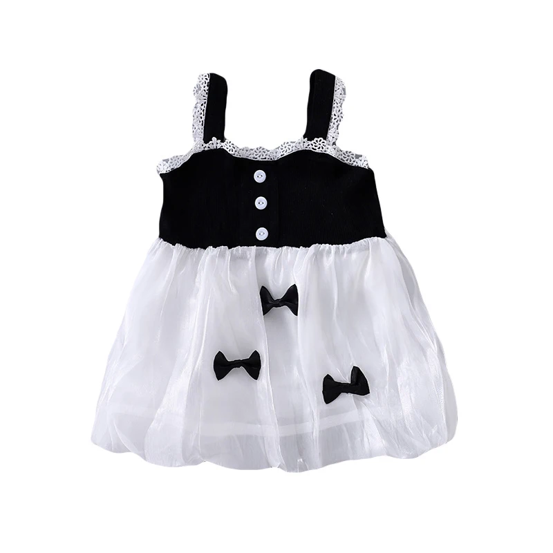 

0-3Y Baby Girls Cute Suspender Dress Kid Girls Summer Bow Puffy Princess Skirt Toddler Outdoor Sleeveless Fashion Casual Dresses