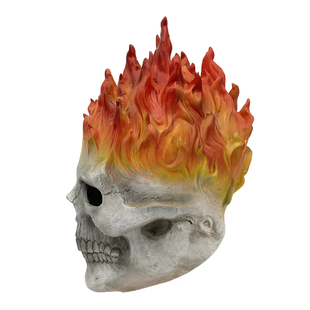 

Red and Blue Flame Skull Mask Mask Cosplay Costume Horror Ghost Full Face Latex Bulex Cos Prop Halloween Ghost Rider Props