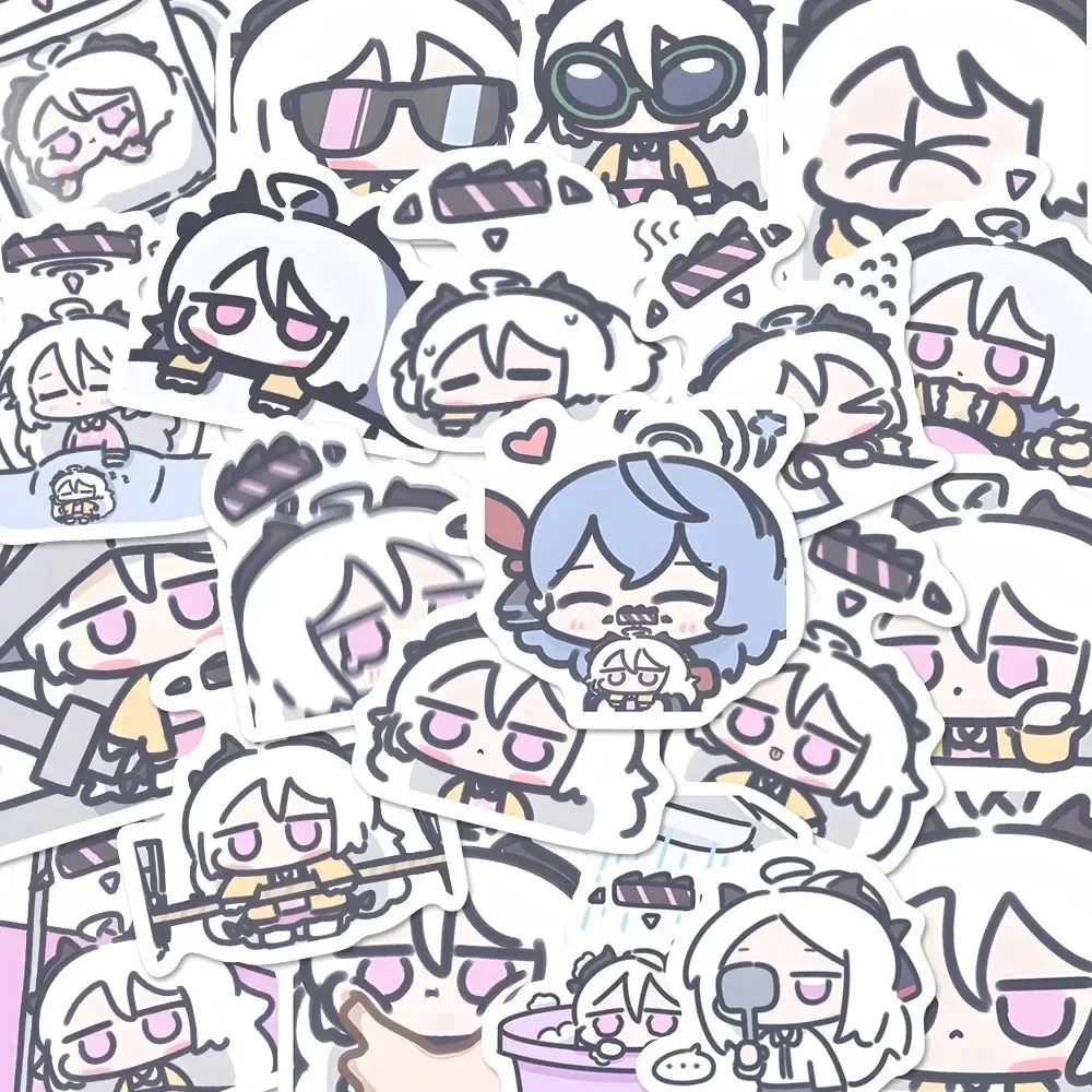 

64pcs Blue Stickers Cute Q-version DIY Laptop Phone Skateboard Notebook Bicycle Motorcycle Tablet Desk Sticker Decoration