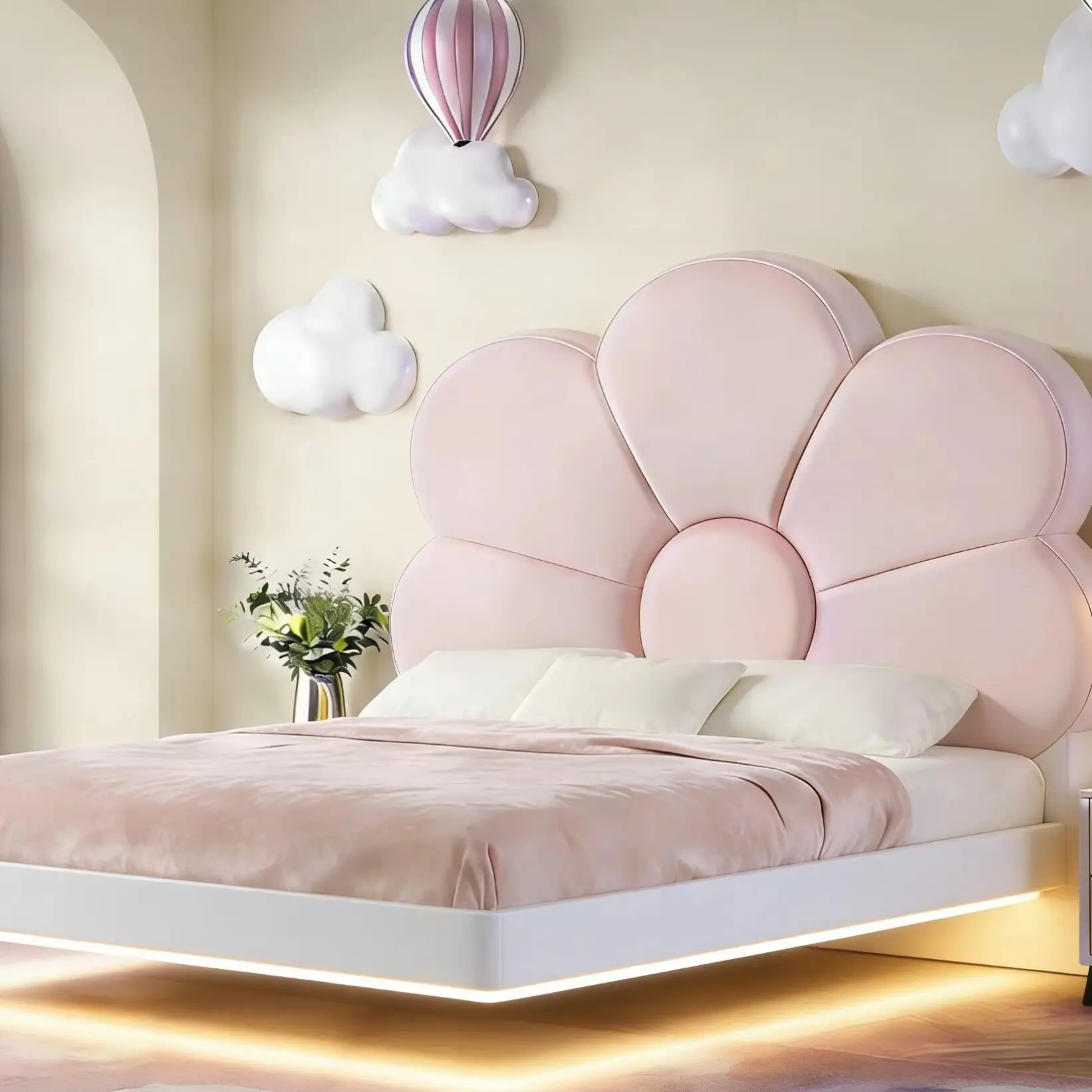 Children's  girl princess bed girl fantasy castle cartoon separate bed artifact flush edgesuspension  available