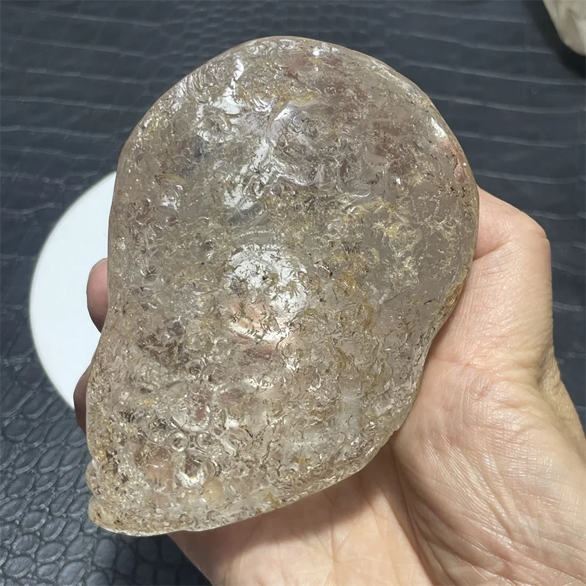 Natural Clear Quartz Smoky Golden Toad Crystal Hand carved view 6