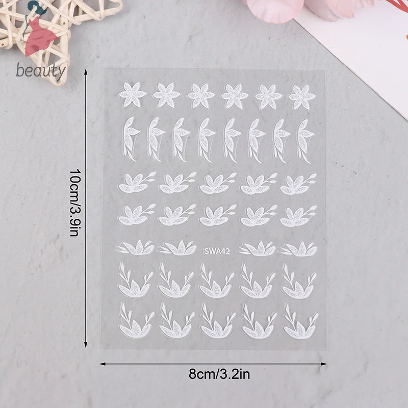 Autocollants adhésifs pour Nail Art, demi-pétales floraux à paillettes 3D, ligne française, décalcomanies adhésives, décoration de printemps, accessoires de manucure à faire soi-même