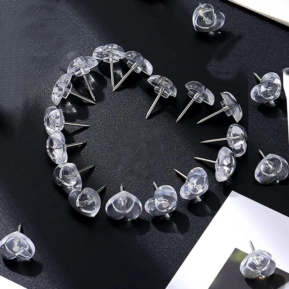 50/100 قطعة دبابيس دفع شفافة على شكل قلب الحب دبابيس ضغط على شكل قلب الخوخ L-شعاع الأظافر دبابيس ضغط على الحائط دبابيس ضغط على الحائط