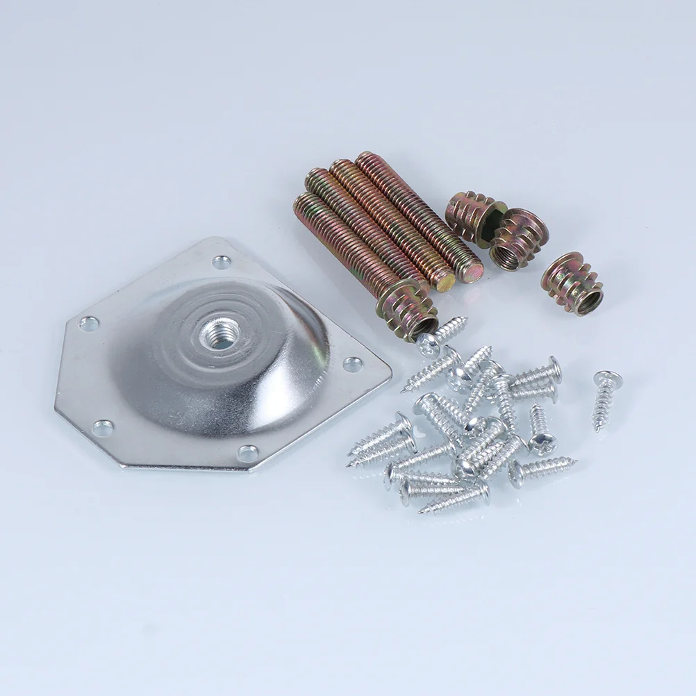 

6pcs Nut Set Table Leg Connector Bevel Iron Plate Fixators Gasket Pads For Furniture Chair Cabinet Dressing Table Assembly
