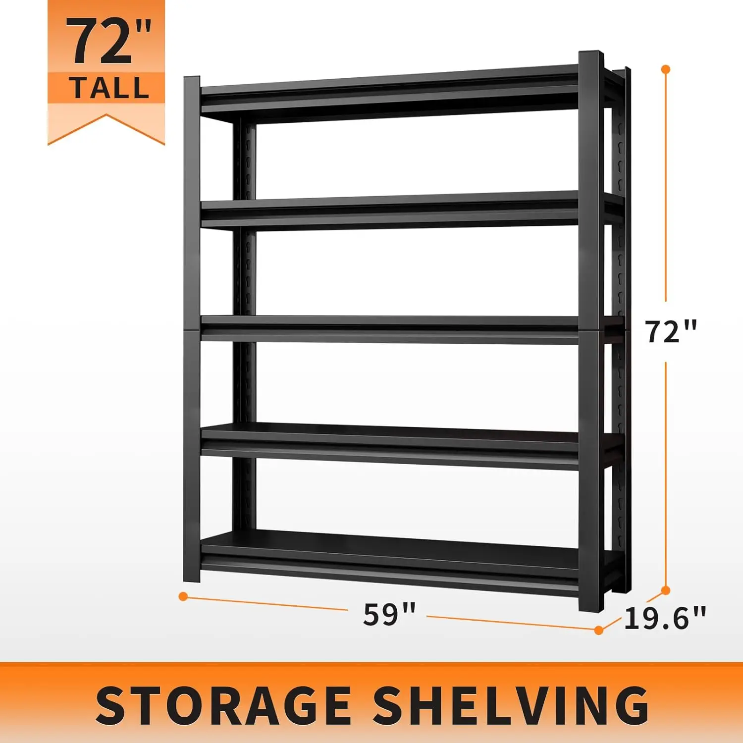 Garage Shelving 2500LBS Storage Shelves 5-Tier Heavy Duty Metal Shelves Organization Utility Industrial Shelves Rack for Garage