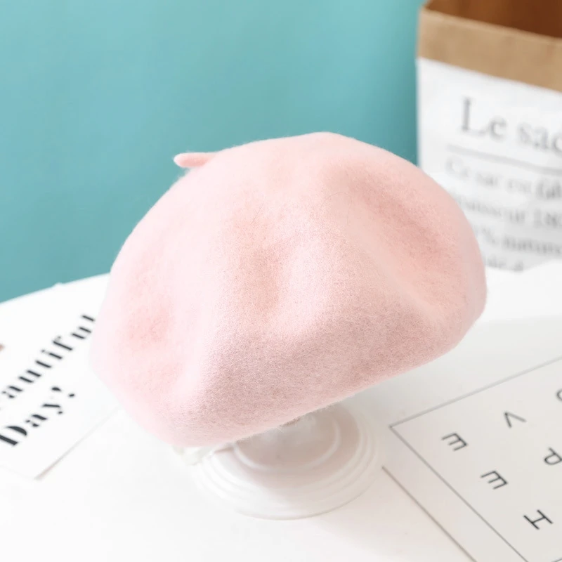 Autumn And Winter Children\'s French Beret Kids Girls All-match Solid Color Painter Hat Infant Bbay Fashion Caps Accessories