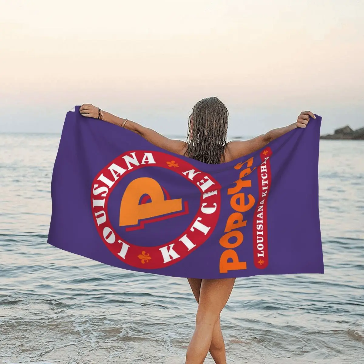 

Popeyes Louisiana Kitchen Logo Beach Towel Soft Microfiber Quick Dry Absorbent Quick Towels For Bath