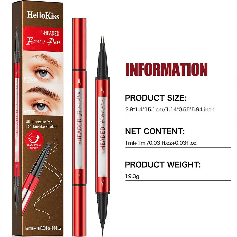 قلم حواجب مزدوج الأطراف ذو شقين كحل يدوم طويلاً مقاوم للماء ومقاوم للتلطخ قلم حواجب طبيعي شفاف #6