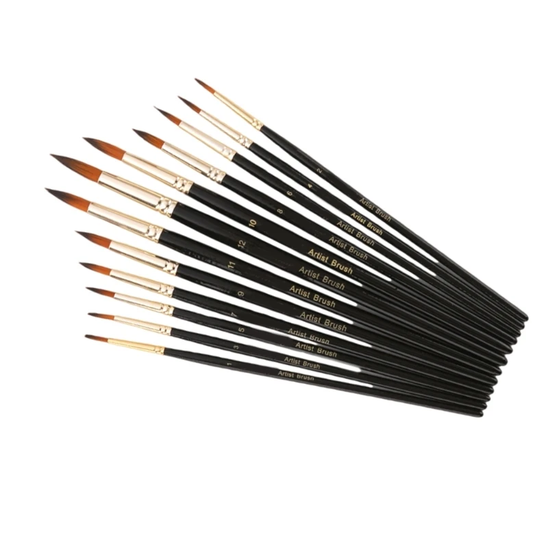 Cọ sơn chuyên nghiệp dùng để vẽ tranh màu nước bằng bột màu, đầu phẳng/tròn