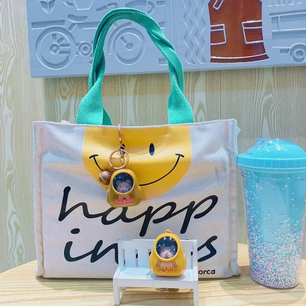 Creative Kapibala Luminous Keychain Cute Cartoon Space Capsule Capybara Keyring Schoolbag Pendant Trinket Friend Gift image 5