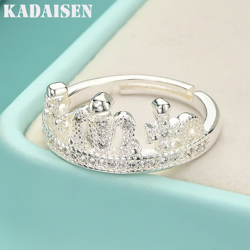 

925 Sterling Silver Queen Crown Ring For Women Wedding Party Gift Fashion Charm Jewelry
