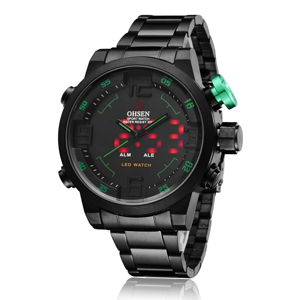 OHSEN Quartz Watch Men Waterproof Sport Military Watches Mens Business Stainless Steel Wristwatch Male Clock Reloj Hombre