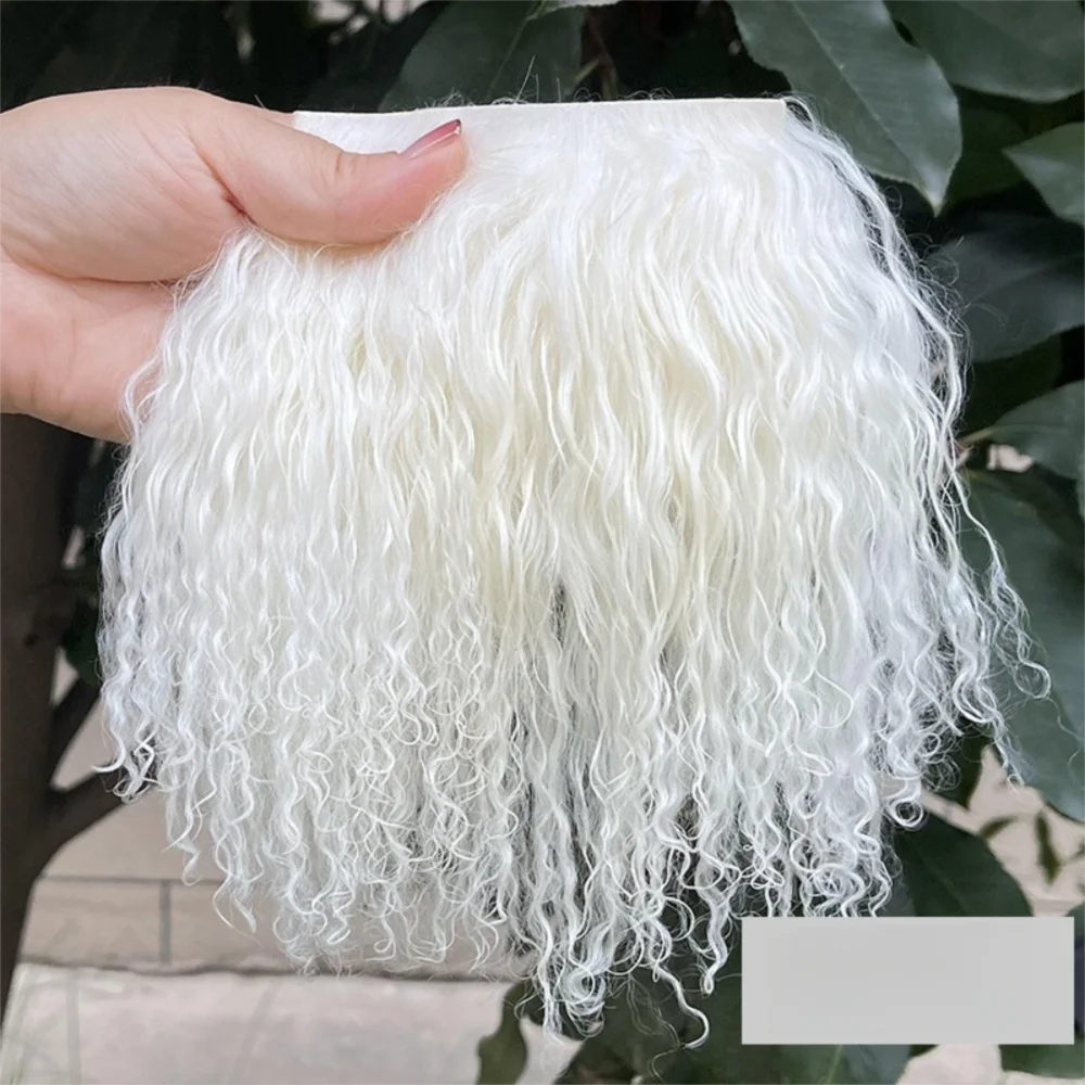 Mongolia Fur Sheepskin Wool Extensions Hair Row Curly Texture Curly Hair Extensions Durable Lamb Fur Pelt Doll Toy Accessories