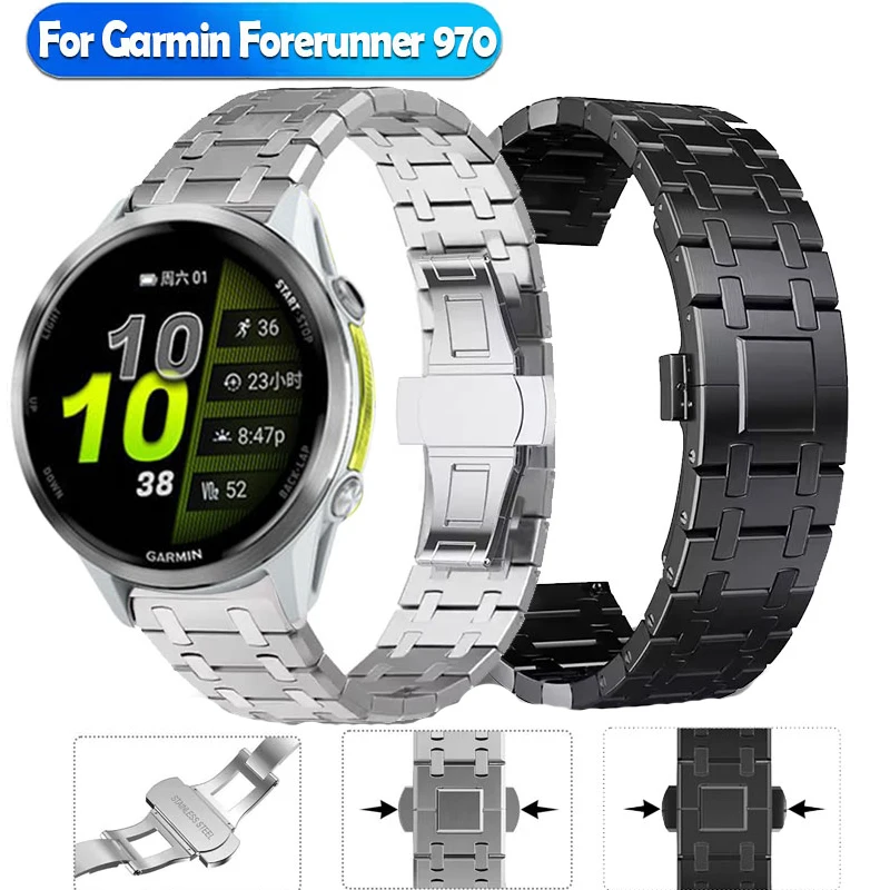 22 mm Edelstahlband für Garmin Forerunner 970 570 965 745 255 265/Venu 3 2 Armband Correa Vivoactive 4/Approach S70 47 mm