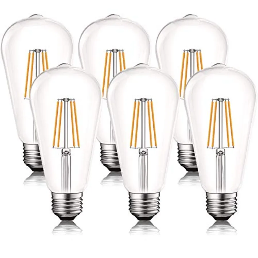 Vintage LED Edison Bulb 60W Equivalent, ST19 ST58, 2700K Warm White, 550 Lumens, Dimmable LED Filament Bulb 5W, Clear Glass, UL