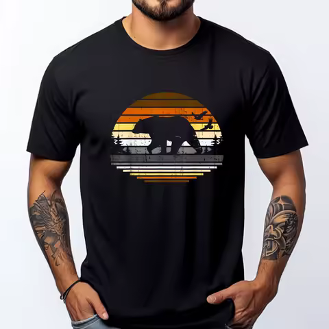 Gay Men Bear Community Gay Bear Graphic T Shirts 100% Cotton Cotton T Shirt Men