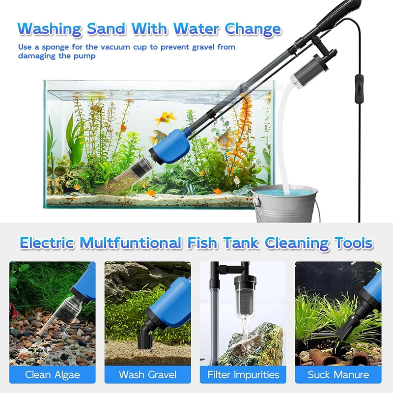 

Электрический аквариумный вакуумный пылесос Lives, 32 Вт, 6 в 1, многофункциональный автоматический пылесос для гравия для аквариума