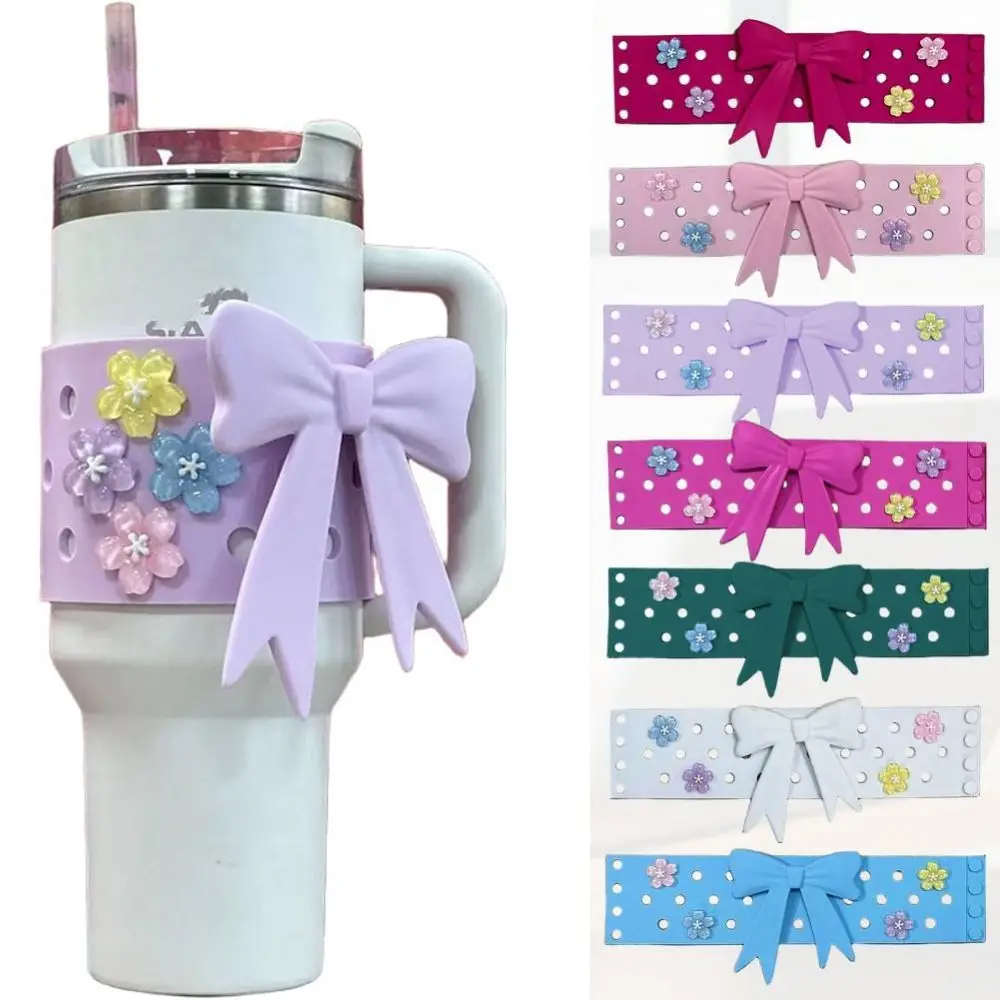 

Creative DIY Silicone Cup Sleeve Anti-fall Anti-scratch Water Cup Sleeve Cherry Blossom Cup Holder for Cup 40oz