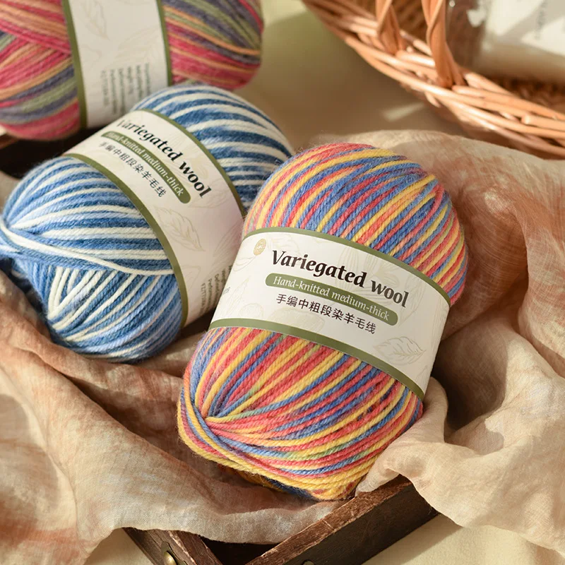 

100g Segmented Dyed Gradient Colorful Yarn, Medium Coarse Hand Woven Hook, Sweater, Hat, Scarf Yarn DIY Knitting&Crocheting