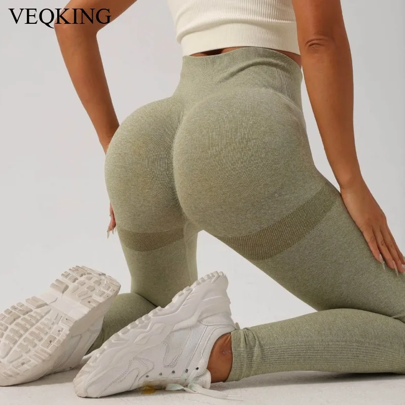 

VEQKING Women Gym Yoga Pants High Waist Butt Lifting Running Tights Stretchy Workout Leggings for Fitness Training