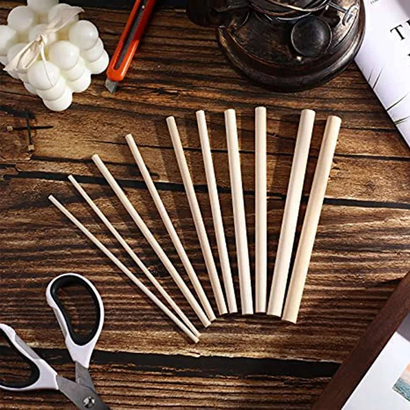 500 Pieces Dowel Rods Wooden Dowel Rod Craft Wood1/8,3/16,1/4,5/16,3/8X6inch Sticks For Crafting DIY Wedding Ribbon Wand