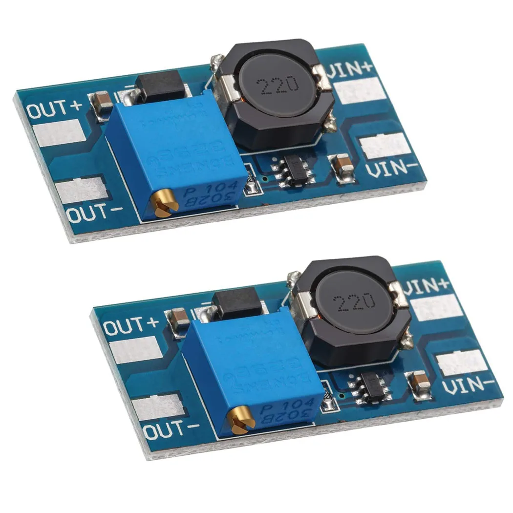 5 uds MT3608 DC-DC convertidor de potencia de refuerzo módulo 2A placa reguladora de voltaje de aumento ajustable salida de 2-24V a 5V-28V