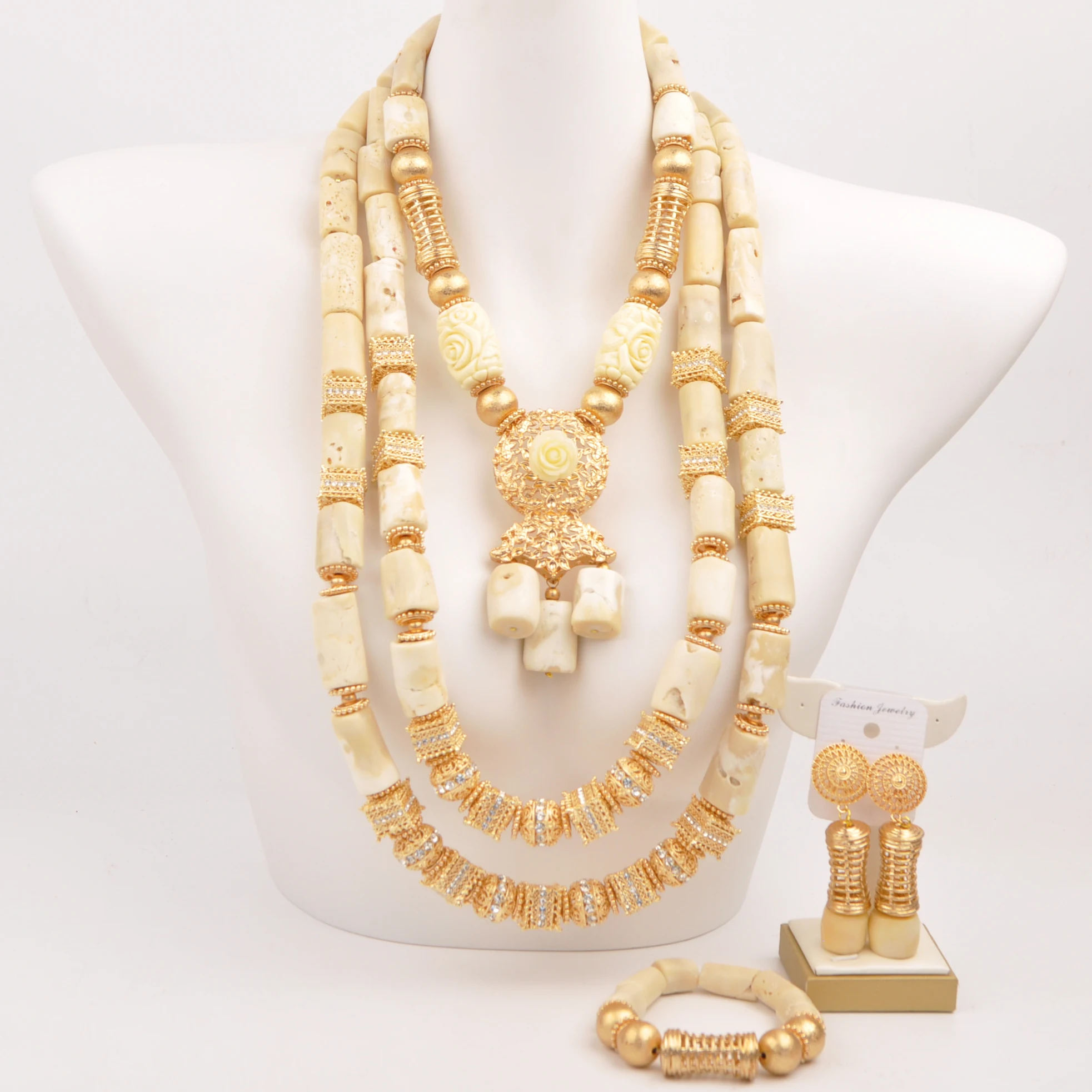 Fashion African Jewelry Set Nigerian Traditional Wedding Coral Beads Bridal Jewelry Sets