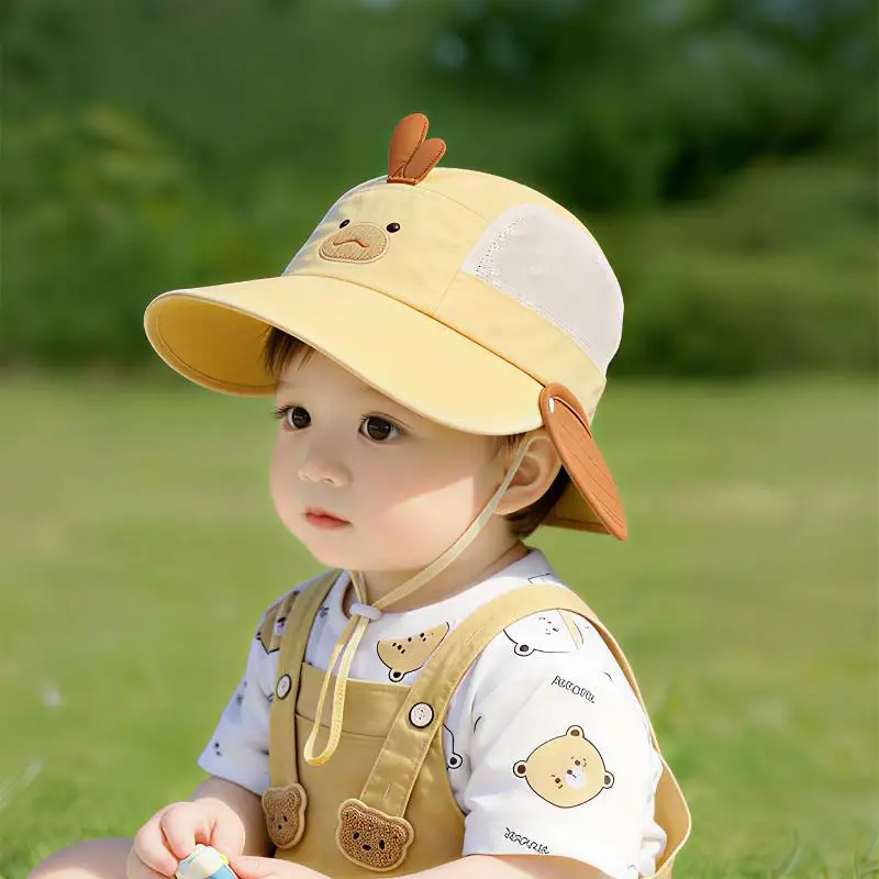 Kids Summer Beach Sun Hat Adorable Bear Rabbit Ears Breathable Mesh Panama Hat for Toddler Boys Girls Beach Pool Play