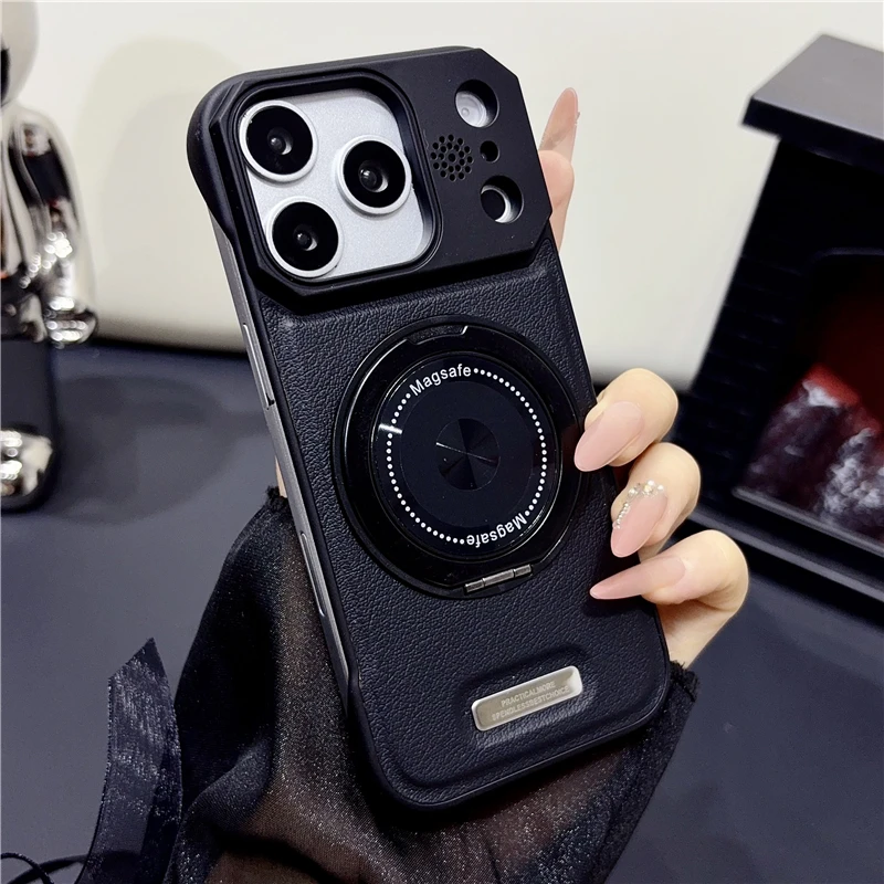 Solid Frameless Hard PC Phone Case For Magsafe iPhone 18 17 16 15 14 13 12 Pro Max Magnetic Rotating Bracket Stand Holder Cover